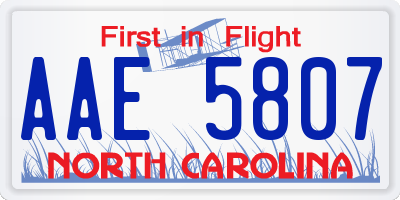 NC license plate AAE5807