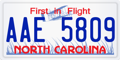 NC license plate AAE5809