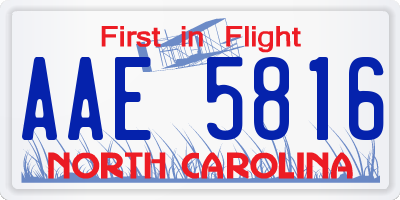 NC license plate AAE5816