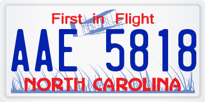 NC license plate AAE5818