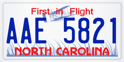 NC license plate AAE5821