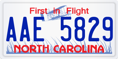 NC license plate AAE5829