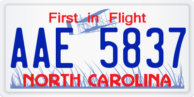 NC license plate AAE5837