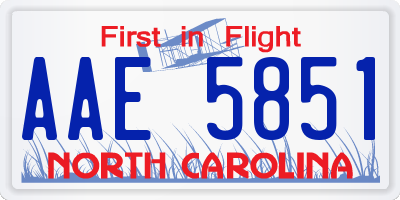 NC license plate AAE5851