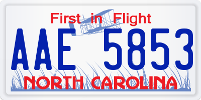 NC license plate AAE5853