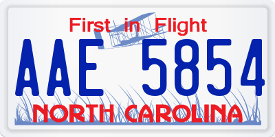 NC license plate AAE5854