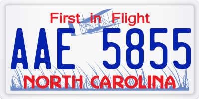 NC license plate AAE5855