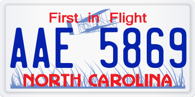 NC license plate AAE5869