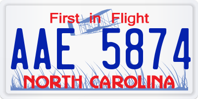 NC license plate AAE5874