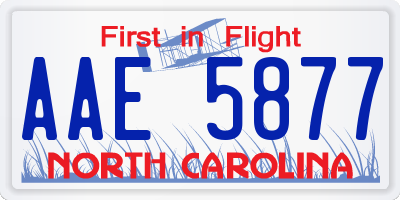NC license plate AAE5877