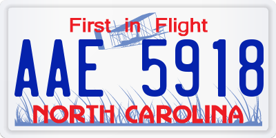 NC license plate AAE5918