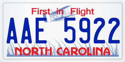 NC license plate AAE5922