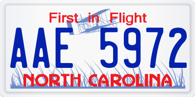 NC license plate AAE5972
