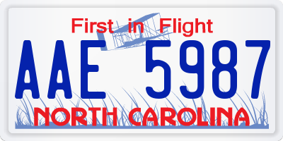 NC license plate AAE5987