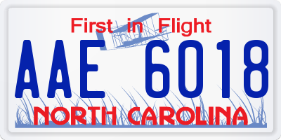 NC license plate AAE6018
