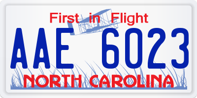 NC license plate AAE6023