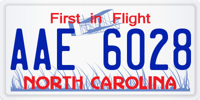 NC license plate AAE6028