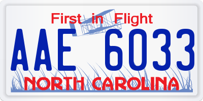 NC license plate AAE6033