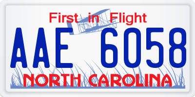 NC license plate AAE6058