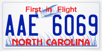 NC license plate AAE6069