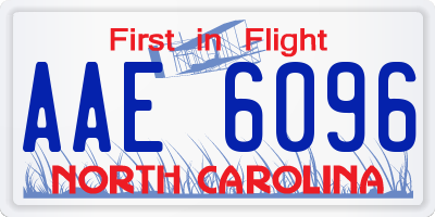 NC license plate AAE6096
