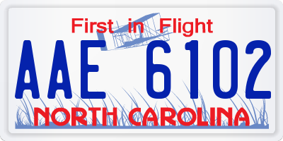 NC license plate AAE6102