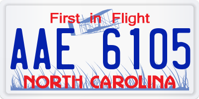 NC license plate AAE6105