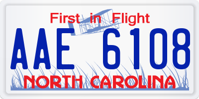 NC license plate AAE6108