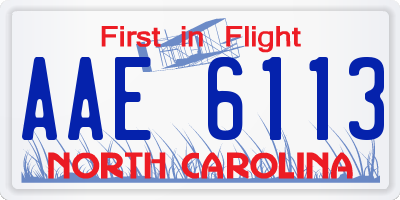 NC license plate AAE6113