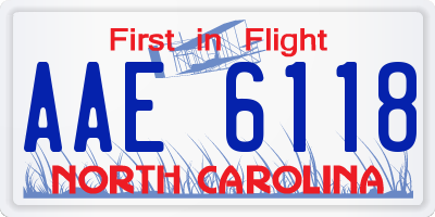 NC license plate AAE6118