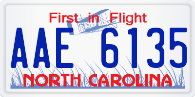 NC license plate AAE6135