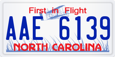 NC license plate AAE6139