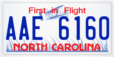 NC license plate AAE6160