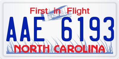 NC license plate AAE6193
