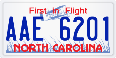 NC license plate AAE6201