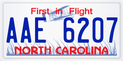 NC license plate AAE6207