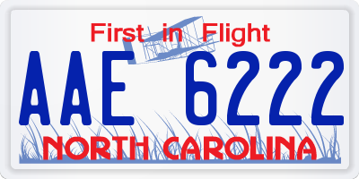 NC license plate AAE6222