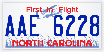 NC license plate AAE6228