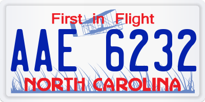 NC license plate AAE6232