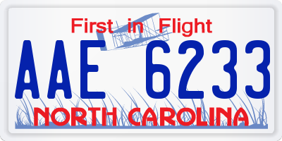 NC license plate AAE6233