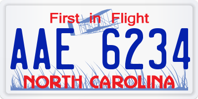 NC license plate AAE6234