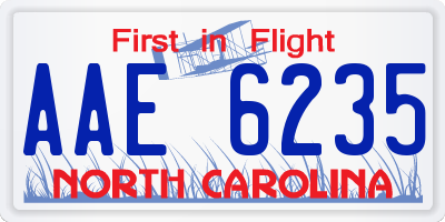 NC license plate AAE6235