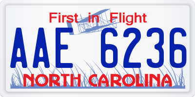 NC license plate AAE6236