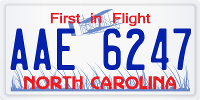 NC license plate AAE6247