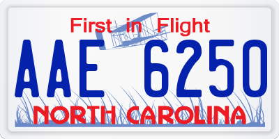 NC license plate AAE6250