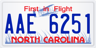 NC license plate AAE6251