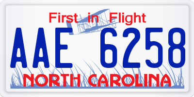 NC license plate AAE6258