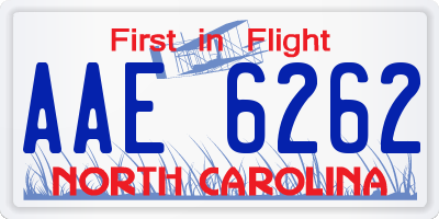 NC license plate AAE6262