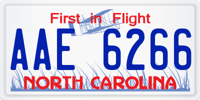 NC license plate AAE6266