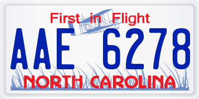 NC license plate AAE6278